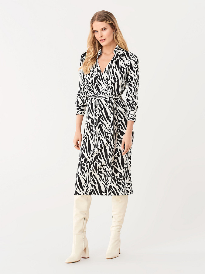 faux wrap dress midi