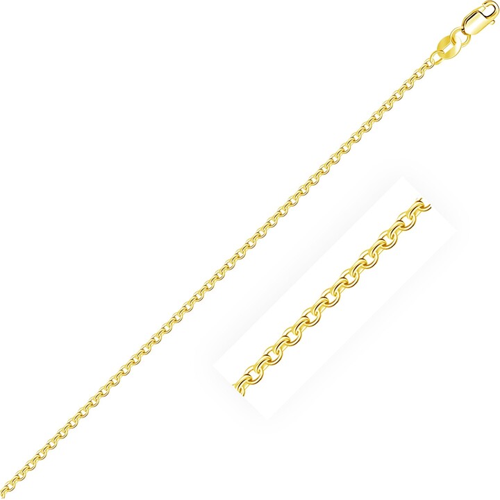FASHNZFAB 14k Yellow Gold Diamond Cut Cable Link Chain (1.30 mm)