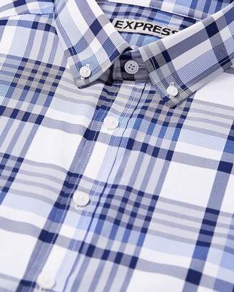 Express Classic Plaid Button-Down Wrinkle-Resistant Performance Dress Shirt