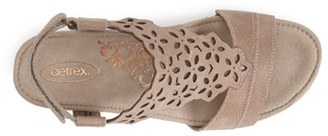 Aetrex 'Francesca' Leather Wedge Sandal (Women)