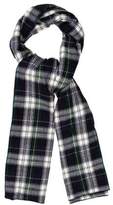 Thumbnail for your product : Donni Charm Plaid Wool-Trimmed Scarf w/ Tags Navy Plaid Wool-Trimmed Scarf w/ Tags