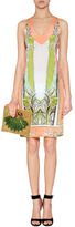 Thumbnail for your product : Roberto Cavalli Lace Panel Silk Tank Dress in Pink/Orange-Multi