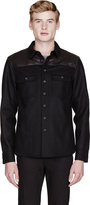 Thumbnail for your product : Rag and Bone 3856 Rag & Bone Black Leather-Paneled Lumberjack Shirt