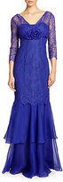 Thumbnail for your product : Teri Jon by Rickie Freeman Lace V-Neck Gown