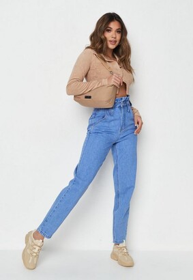 Missguided Blue 90'S Paperbag Waist Mom Jeans - ShopStyle