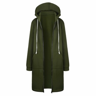 Vicent Women's Casual Long Sleeve Longline Hoodie Sweatshirts Loose Hooded Coat Zipper Plus Size Tops Shirt Pullover Warm Autumn Jumper Jacket S-5XL Black