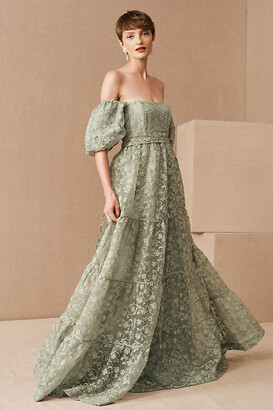 BHLDN Beatrice Organza Maxi Dress By in Green Size 10