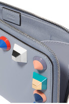 Thumbnail for your product : Fendi Embellished Leather Pouch - Gray