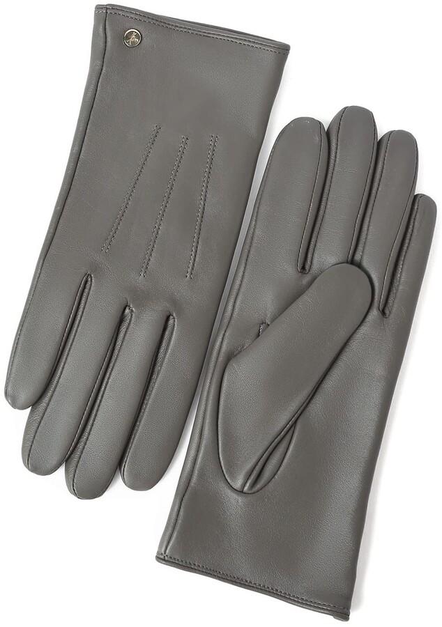 Grey Sheepskin leather driving gloves for men 