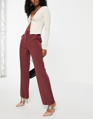 ASOS DESIGN ultimate straight pants in bordeaux - ShopStyle