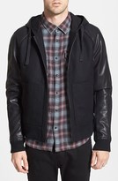 Thumbnail for your product : Rogue Wool Blend Bomber Jacket with Faux Leather Sleeves & Hood