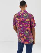Thumbnail for your product : ASOS Design DESIGN regular fit paisley shirt with deep revere collar in purple
