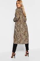Thumbnail for your product : boohoo Plus Leopard Faux Fur Trench Coat