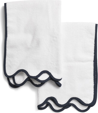 TJMAXX Set Of 2 Turkish Cotton Scalloped Edge Hand Towels