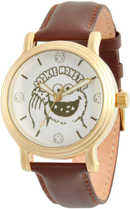 EWatchFactory Gold & Brown Cookie Monster Leather-Strap Watch - Girls