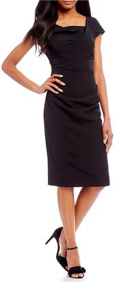 Adrianna Papell Cowl-Neck Ruched Sheath Dress