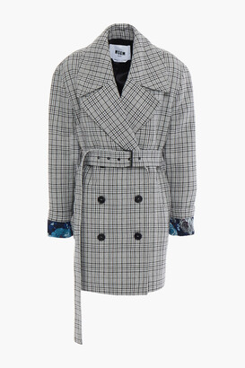 MSGM Double-breasted Prince Of Wales Checked Woven Coat