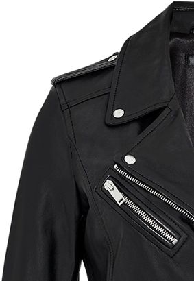 Hallhuber Leather biker jacket with zippers