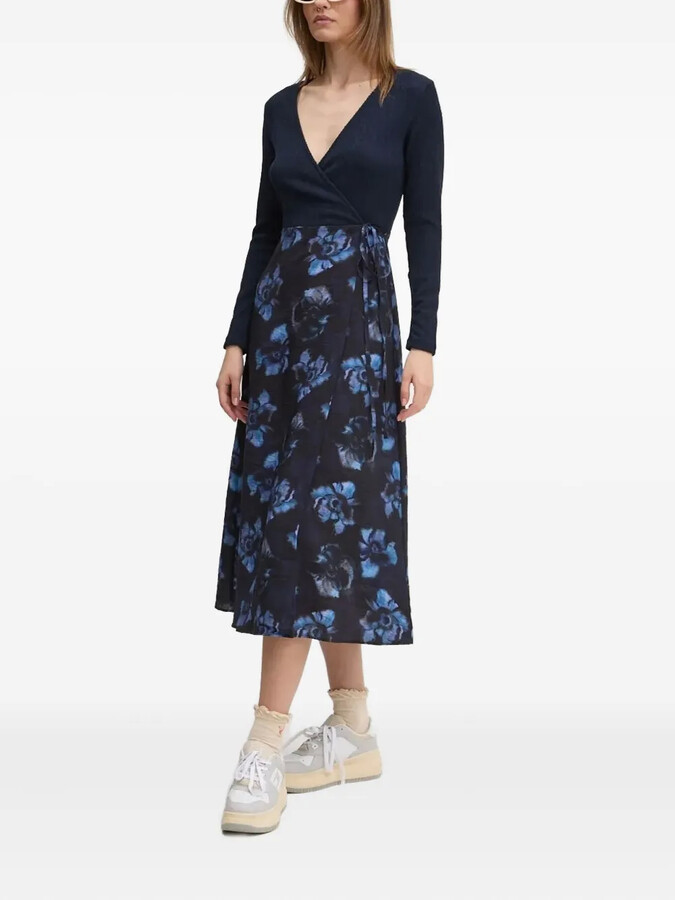 Desigual Wrap Floral-Print Midi Dress