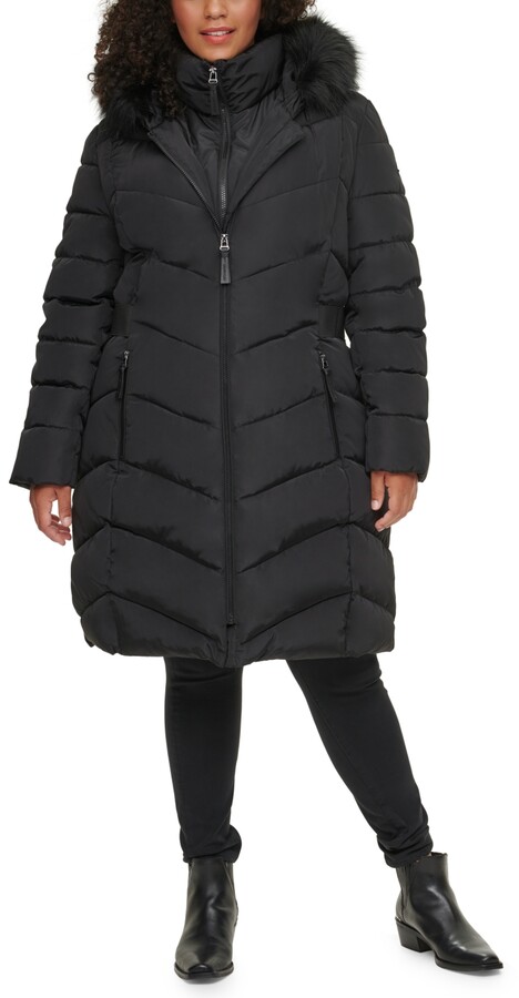 Fur Trimmed Coat Calvin Klein | ShopStyle