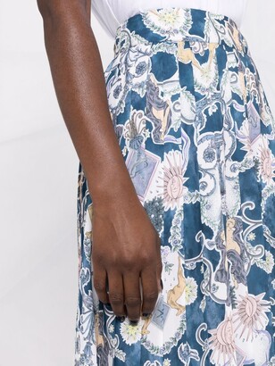 See by Chloe Motif-Print Pleated Midi Skirt