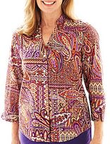 Thumbnail for your product : Alfred Dunner Indochine 3/4-Sleeve Paisley Patch Shirt