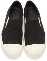 Thumbnail for your product : Rick Owens Black Canvas Boat Slip-On Sneakers