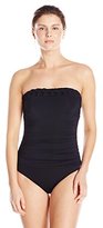 Thumbnail for your product : Jantzen Women's Solid Pin Tucked Bandeau One Piece Swimsuit