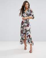 Thumbnail for your product : QED London Wrap Floral Maxi Dress With Ruffle