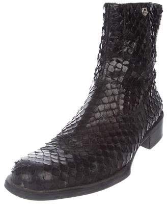 Gianni Versace Embossed Leather Boots