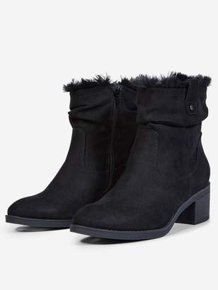 Dorothy Perkins Wide Fit Moscow Ruched Boots - Black