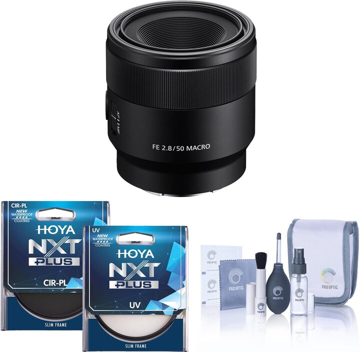 Sony Fe 50mm f/2.8 Macro Lens for Sony E, Bundle with Hoya 55mm Uv+Cpl Filter Kit, Cleaning Kit