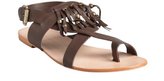 Thumbnail for your product : Madison Harding chocolate leather beaded fringe 'Aaron' sandals