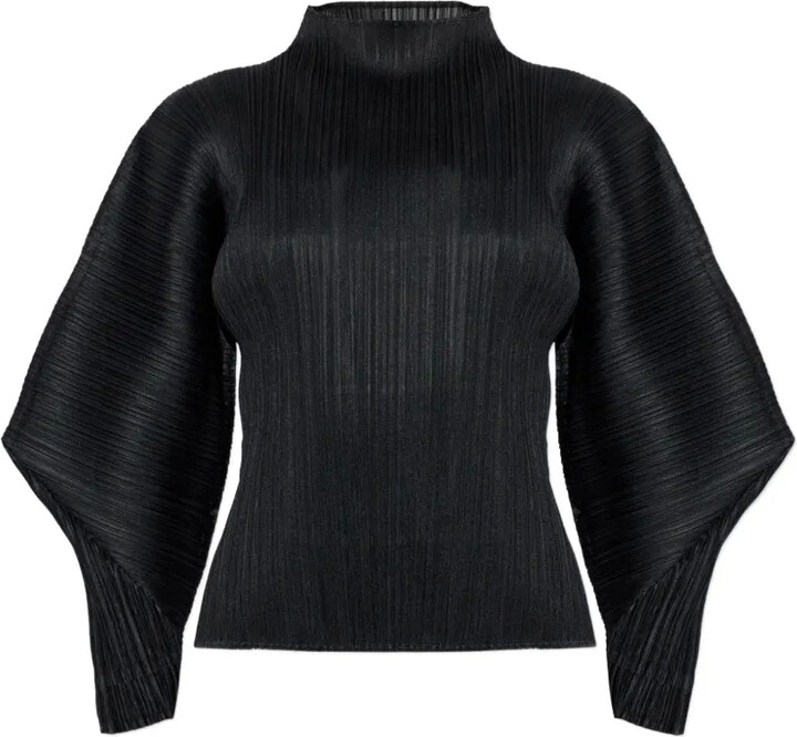 Pleats Please Issey Miyake Pleated High-Neck Blouse
