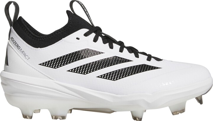 adidas adizero Impact 2.0 TPU Baseball Cleats, Size 7.5, White/Black