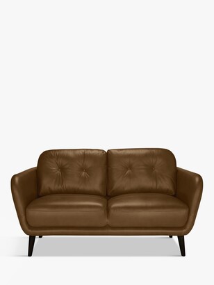 John Lewis & Partners Arlo Small 2 Seater Leather Sofa, Dark Leg