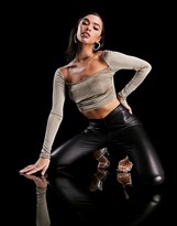 Thumbnail for your product : AsYou As You slinky ruched side top in taupe