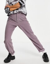 Thumbnail for your product : ASOS DESIGN high rise 'slouchy' mom jeans in lilac cord