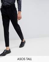 Thumbnail for your product : ASOS Design TALL Skinny Crop Smart Trousers In Black Waffle Texture With Silver Zips