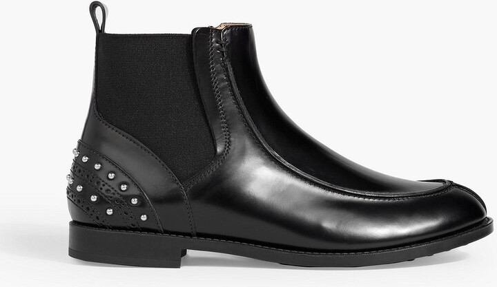 Tod's Studded glossed-leather Chelsea boots