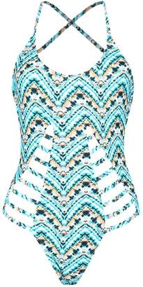 boohoo Chevron Cut Out Ladder Swimsuit