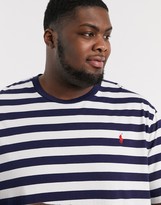 Thumbnail for your product : Polo Ralph Lauren Big & Tall stripe player logo t-shirt in navy/white