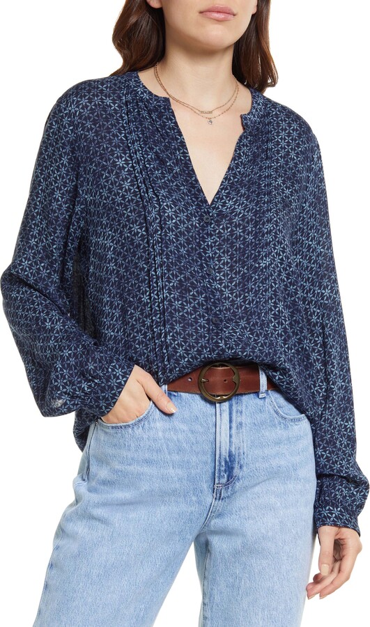 Womens casual blue long sleeve blouse size XXS cotton blend 