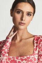 Thumbnail for your product : Reiss Pink Print Jemima Printed Ruched Jersey Top