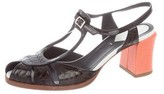 Thumbnail for your product : Fendi Patent Leather T-Strap Sandals Black