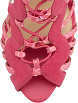 Thumbnail for your product : Alexandre Birman Swirl Suede-Python Strap Caged Bootie, Hortensia Rose