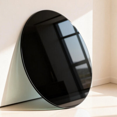 Tansole Round Black Tempered Glass Table Top, 1/4 Inch Thick Round Polished Edge