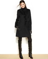 Thumbnail for your product : DKNY Petite Wool-Blend Ruffled Walker Coat