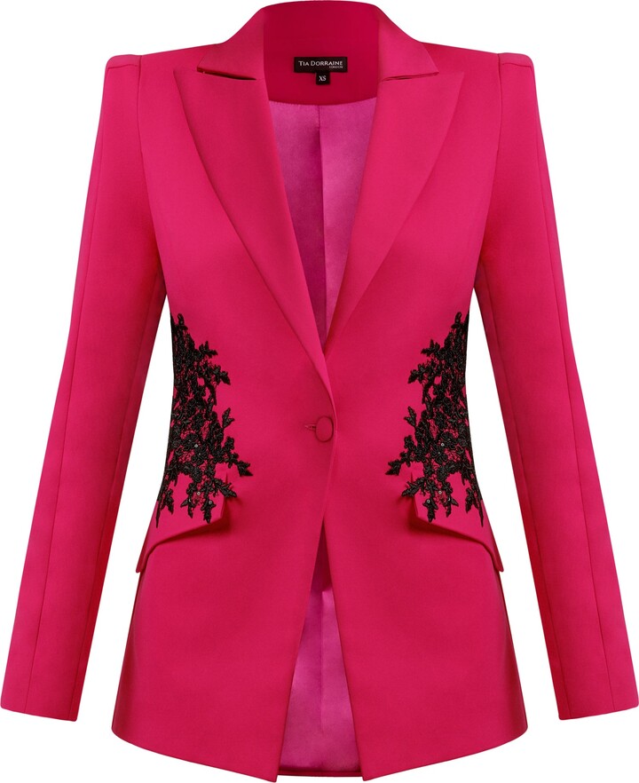 Tia Dorraine Pink Fantasy Fitted Blazer With Embroidery - ShopStyle
