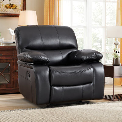 Bonzy Home 39.8'' Wide Modern Upholstered Faux Leather Manual Reclining Sofa With Pillow Top Arm